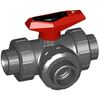 3-Way ball valve Series: 543 PVC-U/PTFE/EPDM T-bore Handle Horizontal Glued sleeve 20mm DN15